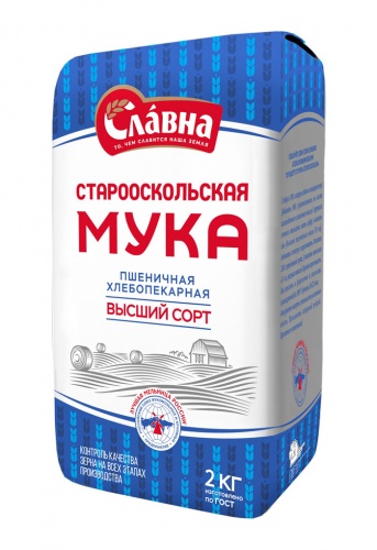 Мука 2кг СТАРООСКОЛЬСКАЯ в/с синий мотив 1/6, Оскол/ Курск ЧРА Мин.заказ=6