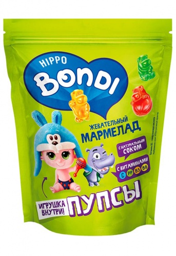 Мармелад жевательный HIPPO BONDI&FRIENDS Пупсы с игрушкой 100г 1/16, Яшкино РРМ683 Мин.заказ=2