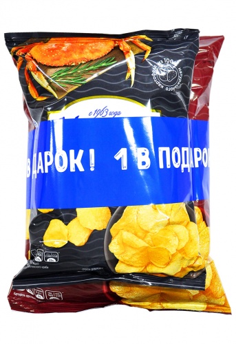 Чипсы МОСКОВСКИЙ КАРТОФЕЛЬ (бекон 120г+корол.краб 40г) 160г/8 Русский Продукт