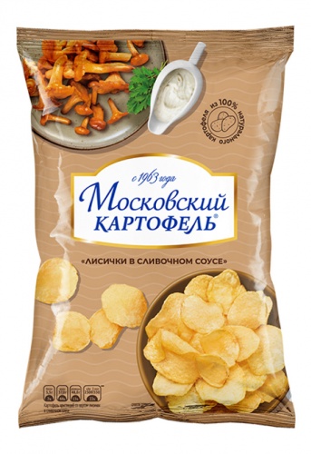 Чипсы МОСКОВСКИЙ КАРТОФЕЛЬ 60г лисички в слив.соусе 1/12, Русский Продукт Мин.заказ=5