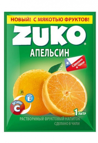 Растворимый напиток ЗУКО апельсин 20-25г 8бл*12шт