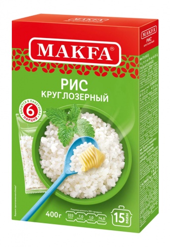 МАКФА Рис круглый 400г (варочные пакеты) 1/9 Мин.заказ=2