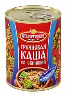 Каша гречневая со свининой ГОСТ ж/б 340г 1/8, Старорусск. рецепты Мин.заказ=4