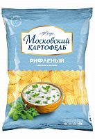 Чипсы МОСКОВСКИЙ КАРТОФЕЛЬ 40г рифл.сметана/зелень 1/28 Русский Продукт Мин.заказ=5